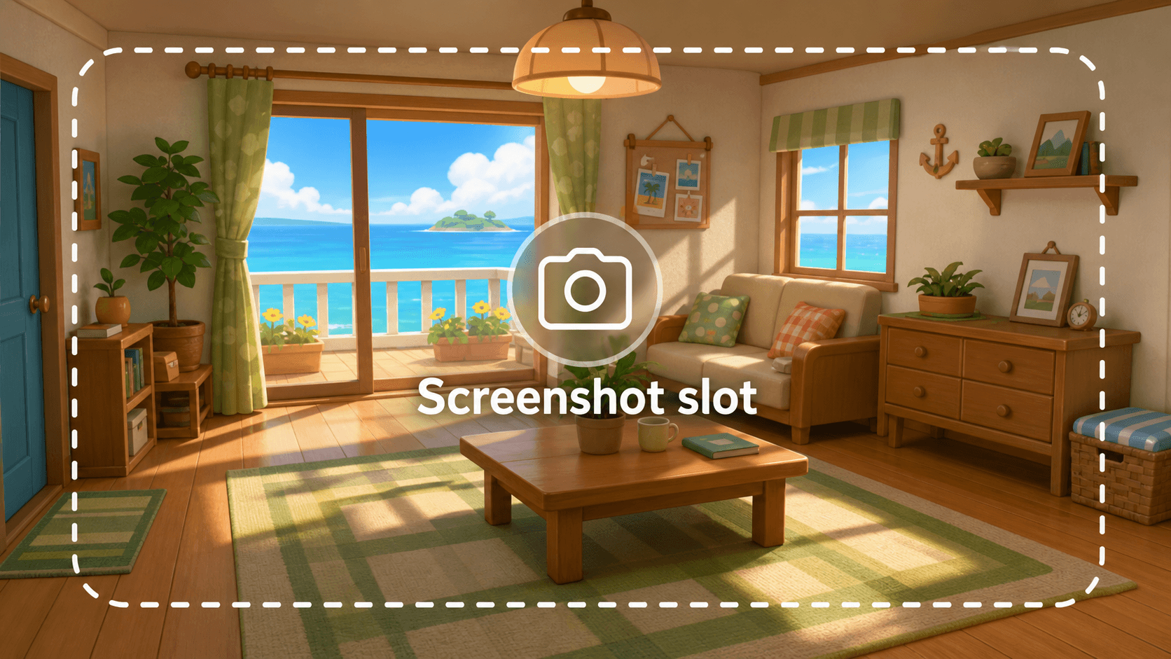 Cozy island apartment artwork